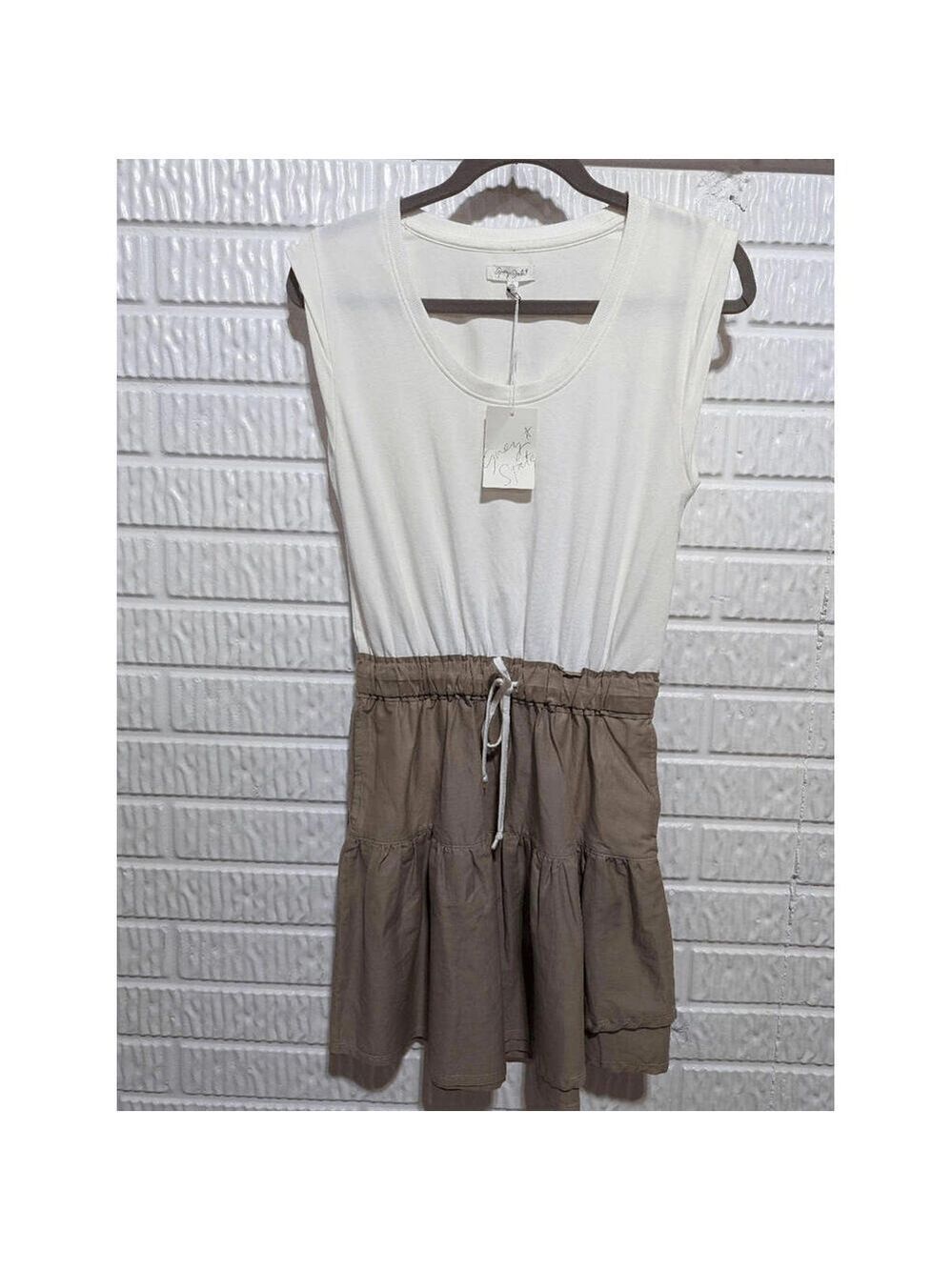 Grey State Cream/Brown Cuffed Sleeves Helena Dress Size 0 NWT $118